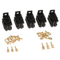 5 Pcs/Set Car Auto 40A Relay Bracket Terminal Case Holder Base 4 Pin Socket With For Boat Yacht Automotive