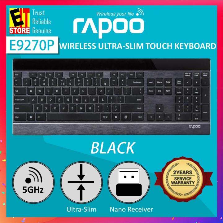RAPOO E9270P WIRELESS ULTRA-SLIM TOUCH KEYBOARD -BLACK | Lazada