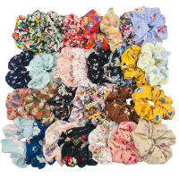 30pcs Hair Scrunchies Pack Elastic Velvet headwear Scrunchy lot Ties Chiffon Women Girls Accessories Organza shinny floral solid