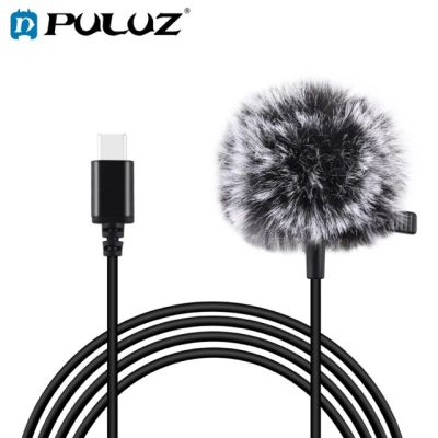 PULUZ 1.5m Mini Microphone Lavalier USB-C / Type-C Jack Lavalier Wired Condenser Recording Microphone for Smart Phone ไมโครโฟนหนีบปกเสื้อ สำหรับมือถือ