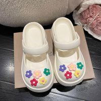 【Ready Stock】 ✶ C40 Crocs With Thick High Sole Special Version Newest Version 2022 ulzzang Style And Pearl Flower Decorated