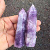 คริสตัลรักษาธรรมชาติ Lepidolite Wand Point Obelisk Home Decor ของขวัญ Feng Shui