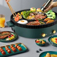 Nồi lẩu kết hợp nướng Đa Năng 2 Trong 1, Nồi Đa Năng Tiện Dụng Cao Cấp Mùa Đông 2021.