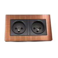 ONE pcs FT-SWS Double Rhodium Schuko Wall Socket with 24K gold plated Phosphor Bronze