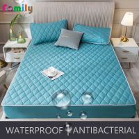 Thicken Quilted Mattress Cover Solid Color Waterproof Cotton Luxury Fitted Bed Sheet Elastic Mattress Protector Bedspread