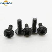 10/20/50/100 PCs PWM m1.4 M2.5 M3.5 M4 M5 black carbon steel cross pan head flange bolt with washer