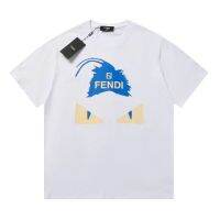 Fend.i เสื้อยืดสีน้ำเงินแขนสั้นมอนสเตอร์ทรงหลวมไซส์พิเศษลำลองแฟชั่นเสื้อยืดนำเทรนด์โจ๊กเกอร์สำหรับผู้ชายและผู้หญิง