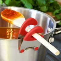 Stainless Steel Pot Side Clips Anti-scalding Rubber Spoon Holder Creative Durable Soup Pot Fixing Clip Kitchen Supplies