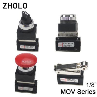 1/8"  3 Port 2 Pos Roller Solenoid Valve Pneumatic MOV-02/03A/01/03  Rotary Reset Push Button 25/30mm Manual Valve Normal Closed Valves