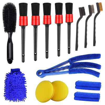 15 PCS Car Detailing Brush Set,Car Interior Cleaning Kit Includes Detail Brushes, Wheel Brush, Wheel Tire Brush Kit