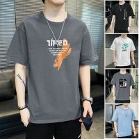 The new mens short sleeve T-shirt loose off round collar short sleeves in summer youth mens ins popular logo short-sleeved summer male --ntx230801▣▥