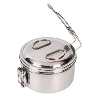 Stainless Steel Cookware Set Outdoor Camp Cooking Cook Set Folding Camping Pot Frying Pan Bento Pot For BBQ Picnic Backpacking