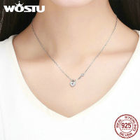 WOSTU 925 Sterling Silver Lock &amp; Heart Dangle Pendant Heart Highlights Necklaces Dazzling CZ Chain For Women 925 Jewelry CQN315