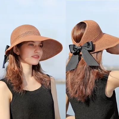 【CC】2023 New Fashion Wide Brim Sun Visor Hats Crochet Picnic Beach UV Protection Scallop Cap For Outdoor Summer Womens Hat Caps