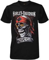 Harley-Davidson Mens Distressed Shady Skull Short Sleeve T-Shirt, Solid Black