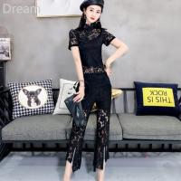 Fashion suit womens buckle lace bottoming shirt womens pants professional two-piece suit Western style age-reducing womens clothing V729