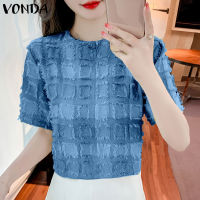 (จัดส่งฟรี)Fancystyle VONDA เสื้อเสื้อแขนสั้นสวมหัวผู้หญิงทำงานคอกลมเสื้อหนา