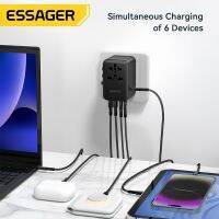 Essager ที่ชาร์จอเนกประสงค์สำหรับท่องเที่ยวชาร์จที่ชาร์จความเร็วสูงติดผนังแบบ Adaptor Traveling 65วัตต์สำหรับชาร์จสหรัฐฯยุโรปสหราชอาณาจักรปลั๊ก AUS ในทำงานได้อย่างสมบูรณ์