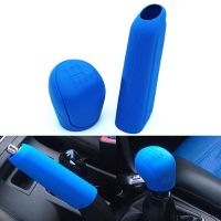 2Pcs Car Silicone Gel Gear Knob Cover Head Shift Glove Gear Shift Collars Handbrake Sleeve Car Hand Brake Covers Skin Universal