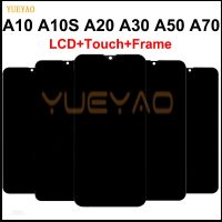 จอแอลซีดีสำหรับ GALAXY A10 A105 A10S A107 A20 A205 A30 A305 A50 A505 A70จอแสดงผล LCD แบบสัมผัสหน้าจอ A705พร้อมกรอบสำรอง