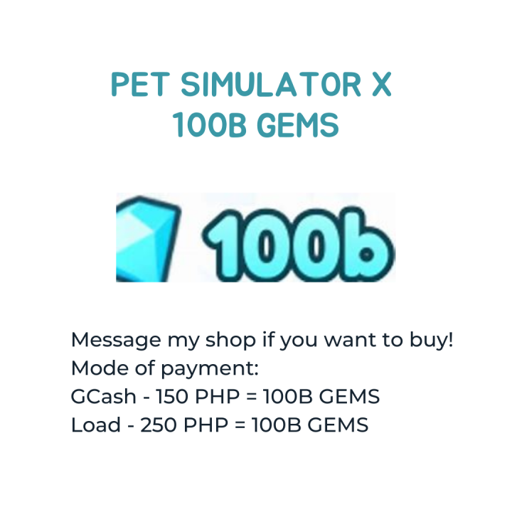 PET SIMULATOR X 100B GEMS (READ DESCRIPTION) PSX GEMS Lazada PH