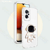 NORVIK 3 IN 1เคสโทรศัพท์โปร่งใสพร้อมขาตั้งนักบินอวกาศพับได้สำหรับ Realme C35 9i C33 Narzo 50i Prime 4G เลนส์กล้องปกป้องเต็มรูปแบบขอบแข็ง N9-1ปลอกใสกันกระแทก