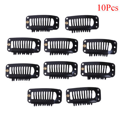 Luhuiyixxn 10/100 Toupee wig clips snap clips w/ rubber back hair extension black 9 teeth