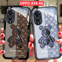 เคส OPPO A58 4G เคส OPPO A78 A57 A77S A77 5G เคส OPPO A15 A15S A16 A74 A95 A54 4G เคส หรูหราของเหลวแก้วกันกระแทกและ Drop-Proof เคสโทรศัพท์ 2021 Street แฟชั่นหมี