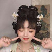 ออสแมนทัสหอมหวานผ้ากำมะหยี่ฤดูหนาว Hanfu เครื่องประดับผมคู่กระต่ายขนลูกพู่นางฟ้าสุดๆเครื่องประดับผมขนยาวสไตล์โบราณกิ๊บติดผม