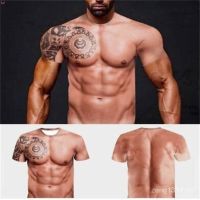 2023 In stock  MS Muscle Tattoo Print T-Shirt Men Short Sleeve 3D Digital Printing T-shirt，Contact the seller to personalize the name and logo