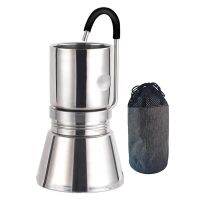 ☑ BRSTC05 Stovetop Espresso Maker Camping Coffee Distiller Maker สแตนเลสเครื่องชงกาแฟ Moka Pot สำหรับอุปกรณ์ตั้งแคมป์