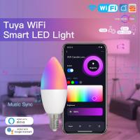 Tuya สมาร์ท WiFi E14หลอดไฟ LED ยุโรป Lightbulbs ควบคุมเสียง Alexa โคมไฟ Home Yandex Alice 100-240V WW