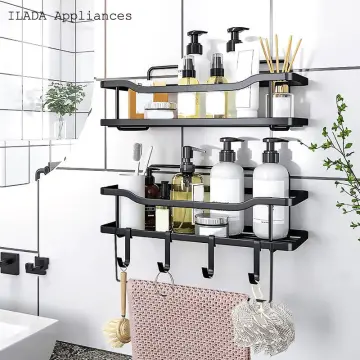 Corner Shower Caddy Shelf with Adhesive Hooks,No Drilling RustProof  Stainless Steel Shower Basket Shelves, Hanging Storage Organizer Strong and  Sturdy for Bathroom Kitchen,1Pack 