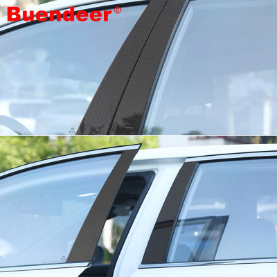 Buendeer 10PCSset Carbon Fiber Pillar Trim Protector for Mazda CX5 2011-2019 Window Post Trim Exterior Decorative Accessories