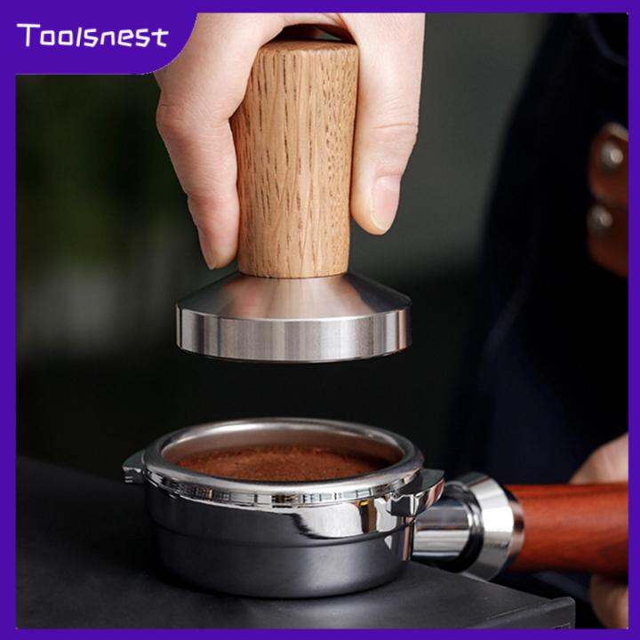 toolsnest-สแตนเลสด้ามไม้ที่อัดกาแฟสำหรับเครื่องชงกาแฟเอสเพรสโซบาร์ตั้งแคมป์