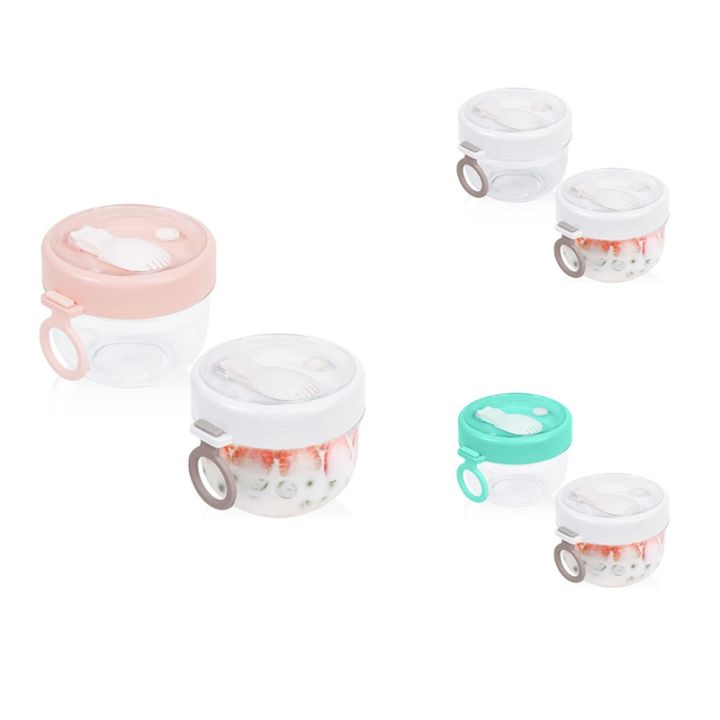 overnight-oat-containers-with-lid-and-spoons-2pcs-20oz-portable-plastic-yogurt-jars-leak-proof-dessert-cups