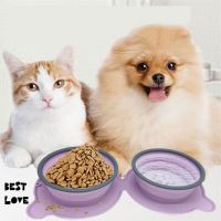 Foldable Silicone Pet Bowls Non-toxic Portable Pet Travel Feeding Bowl Folding Puppy Cat Bowl Outdoor Food Dispenser Feeder