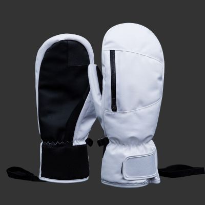 ถุงมือกันหนาวสำหรับผู้ชายและผู้หญิง,สกีสโนบอร์ดหิมะหนากันความร้อนเหมาะสำหรับถุงมือสโนว์โมบิลถุงมือสีดำสีขาวสีเทา
