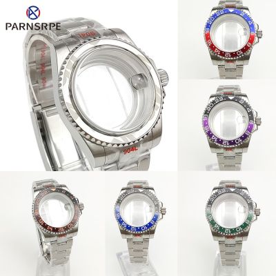 40Mm Water Resistant Case 316L Stainless Steel Clear Case Back GMT Bezel Sapphire Crystal For Divers Japan NH35 NH36 8215