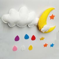 INS Baby Room Decor Newborn Moon Clouds Star Wall Hanging Ornaments Crib Bumper Bed Bell Baby Bedroom Decoration Water Droplets