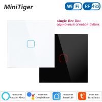 Minitiger EU/UK Standard Tuya Smart Home Glass Panel Light Touch Switch Voice Control Wireless Support Alexa Google Home Push Button