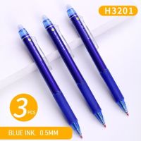 M G 12 ชิ้น/ล็อต Retractable Erasable ปากกา 3 ชิ้น/ล็อต 0.5 มม. สีดำคริสตัลสีฟ้าหมึกยางลบเติมเจลปากกาเติมเงินโรงเรียนสำนักงาน