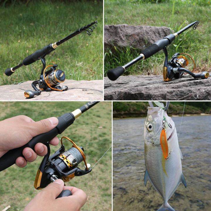 retcmall-1-8-2-4m-telescopic-fishing-rod-set-ultralight-weight-rod-with13-1bb-spinning-reel-น้ำเค็มน้ำจืด-reel-tackle