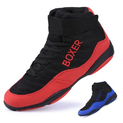 Unisex Authentic Wrestling Shoes For Men Training Shoes Cow Muscle Outsole Lace Up Boots Sneakers Professional Boxing Shoes