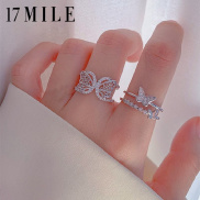 17MILE Korean Fashion Butterfly Zircon Finger Ring Elegant Luxury Diamond