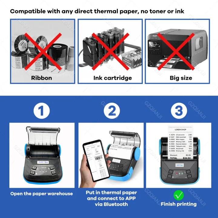 เครื่องพิมพ์ใบเสร็จบลูทูธบลูทูธไร้สาย80มม-3นิ้วบิลแมทชีนเครื่องพิมพ์ความร้อนสำหรับเครื่องพิมพ์ร้านค้าธุรกิจ