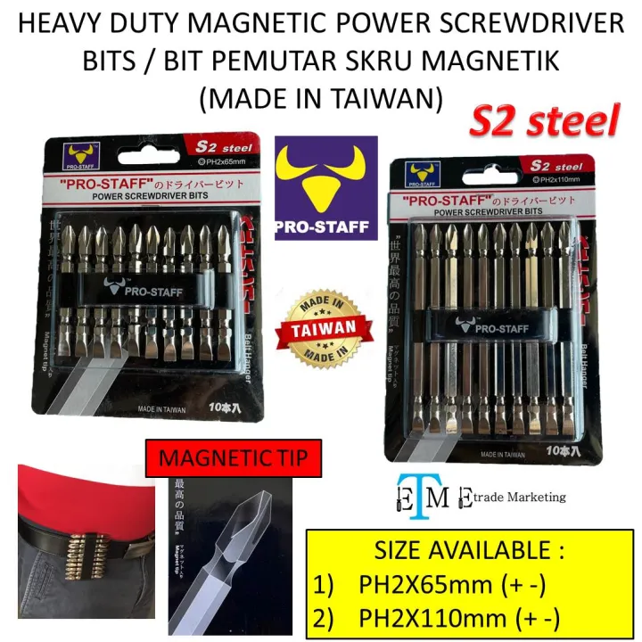 PROSTAFF HEAVY DUTY POWER SCREWDRIVER BITS 10pcs SET (+ ) / BIT PEMUTAR SKRU