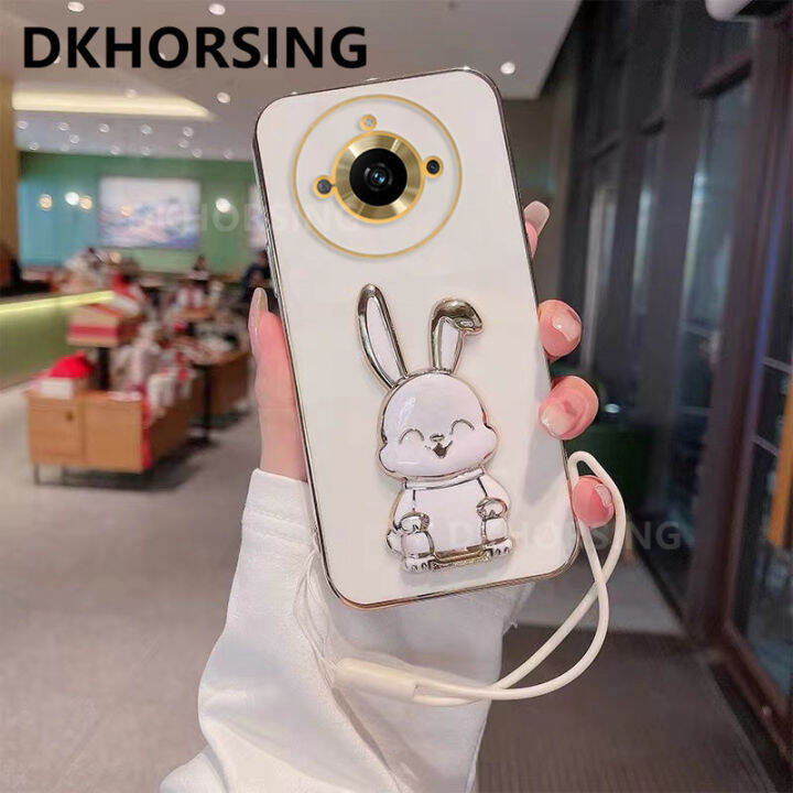 dkhorsing-เคสโทรศัพท์ชุบนิ่มสำหรับ-realme-11-11pro-11-pro-10t-5g-เคสกระต่ายน่ารักการ์ตูน-realme11-pro-plus-2023กันกระแทกพร้อมที่ยึดบาร์และสายคล้องมือ