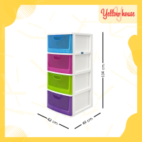 [สินค้าใหม่] YellowHouse ตู้ลิ้นชัก 4ชั้น รุ่นเรนโบว์ใส ตู้ลิ้นชักพลาสติก ตู้รองเท้า กล่องเก็บของ กล่องใส่ของ ชั้นวางของ