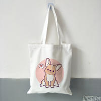 Cute Corgi Women Canvas Shoulder Bags Reusable Foldable Shoulder Bag Handbag Tote Bag Casual Bags School Travel Folding